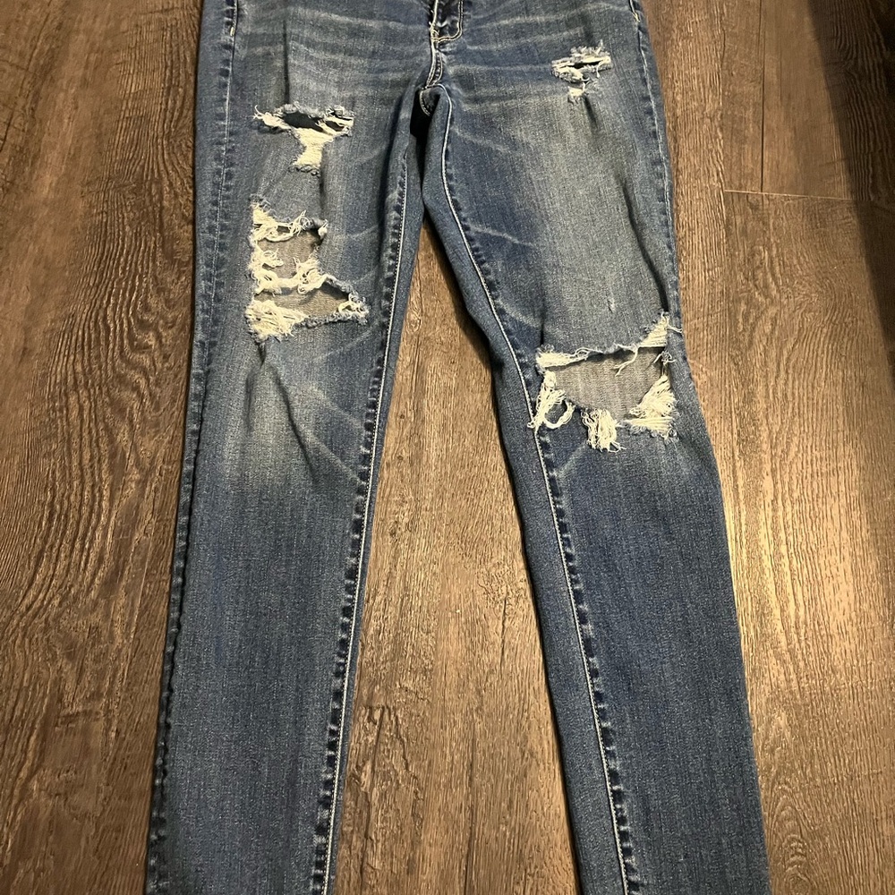 American Eagle Outfitters Ripped Blue Skinny Jeans